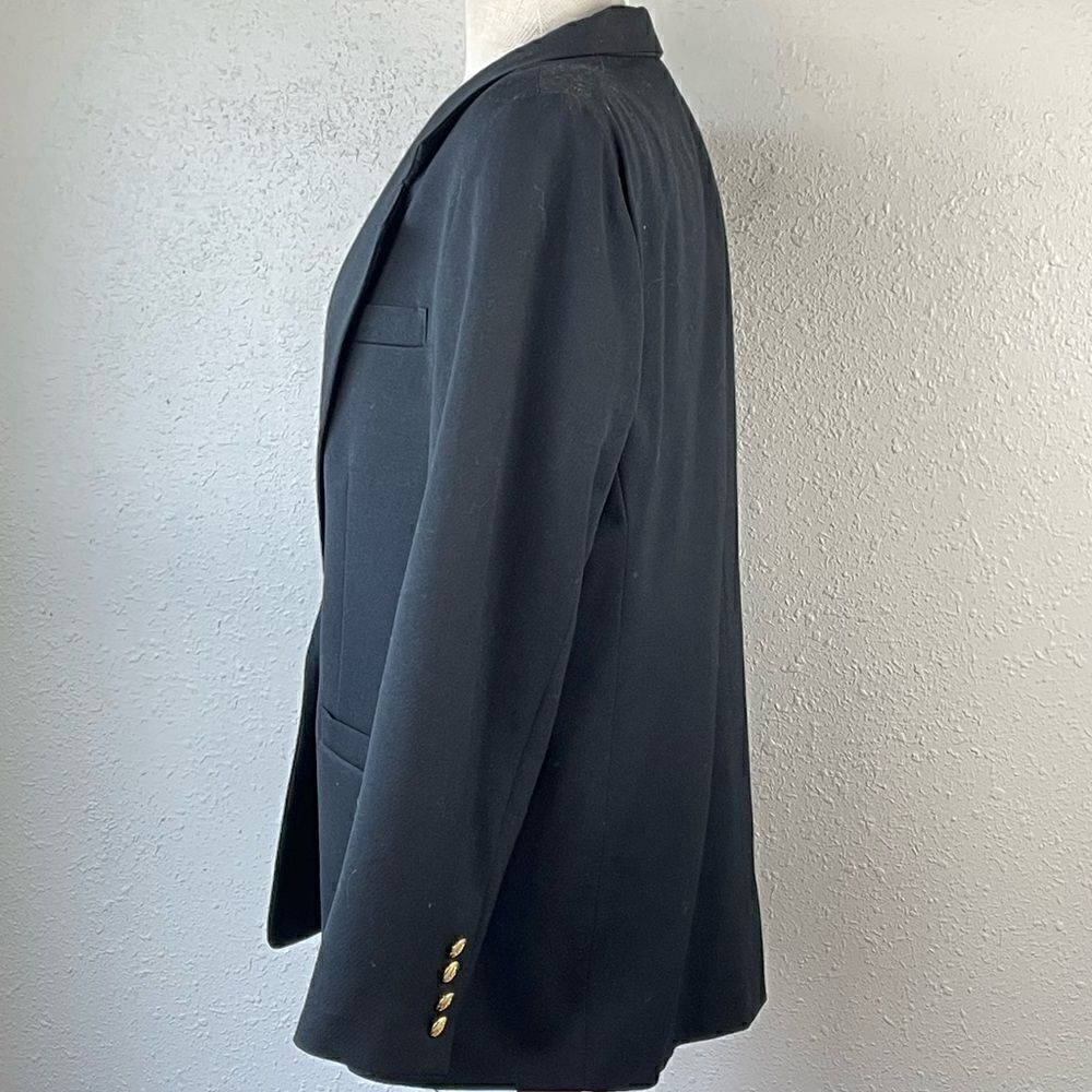 Vintage Austin Reed Women's Black Single Button Wool Blazer Gold Buttons Size 14 - Picture 4 of 8